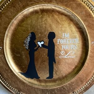 Bronzed Charger Plate w/stand-WEDDING,ANNIVERSARY